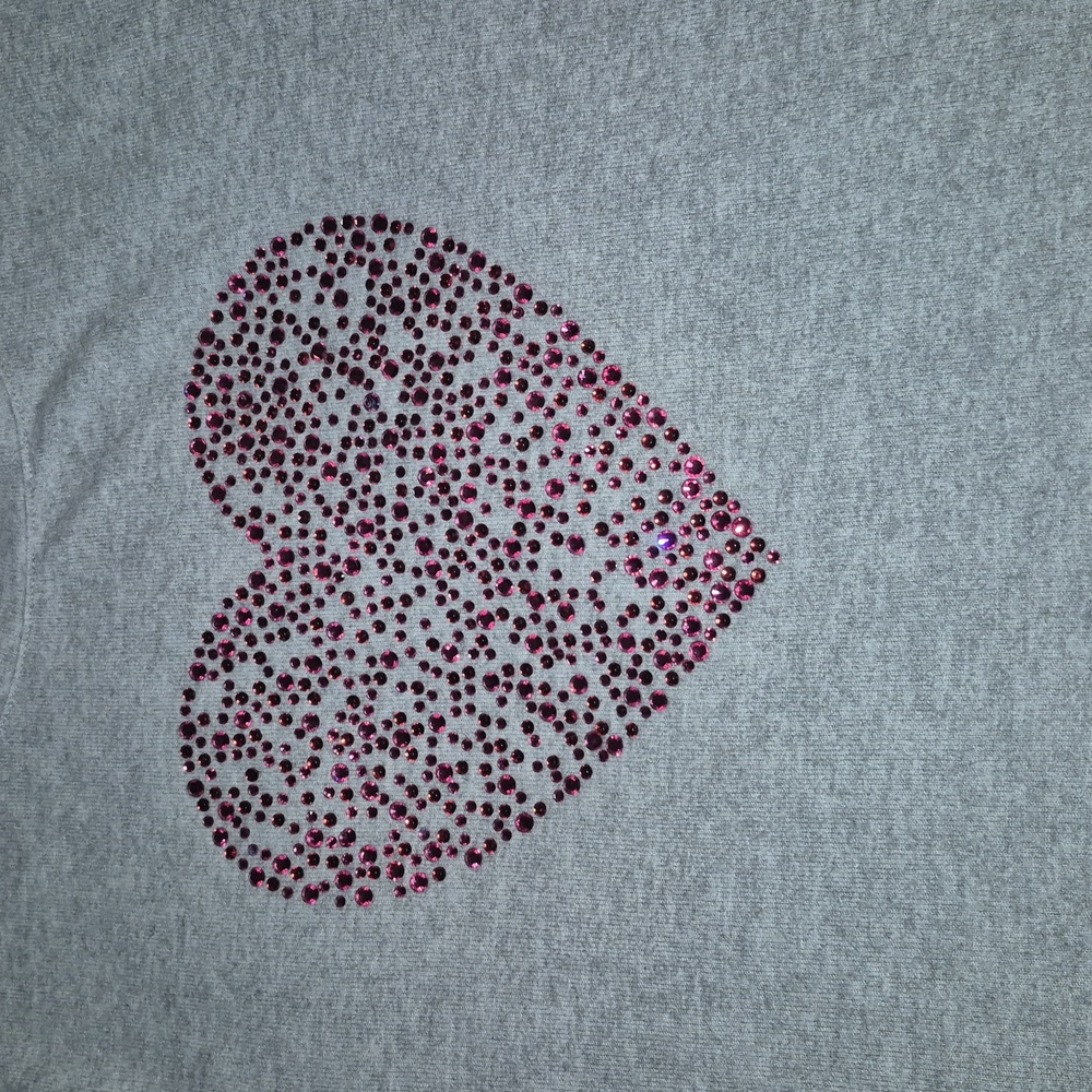 Gray Top with Pink Rhinestone Heart